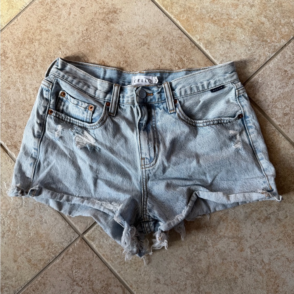 Cello Light Blue Ripped Jean Shorts